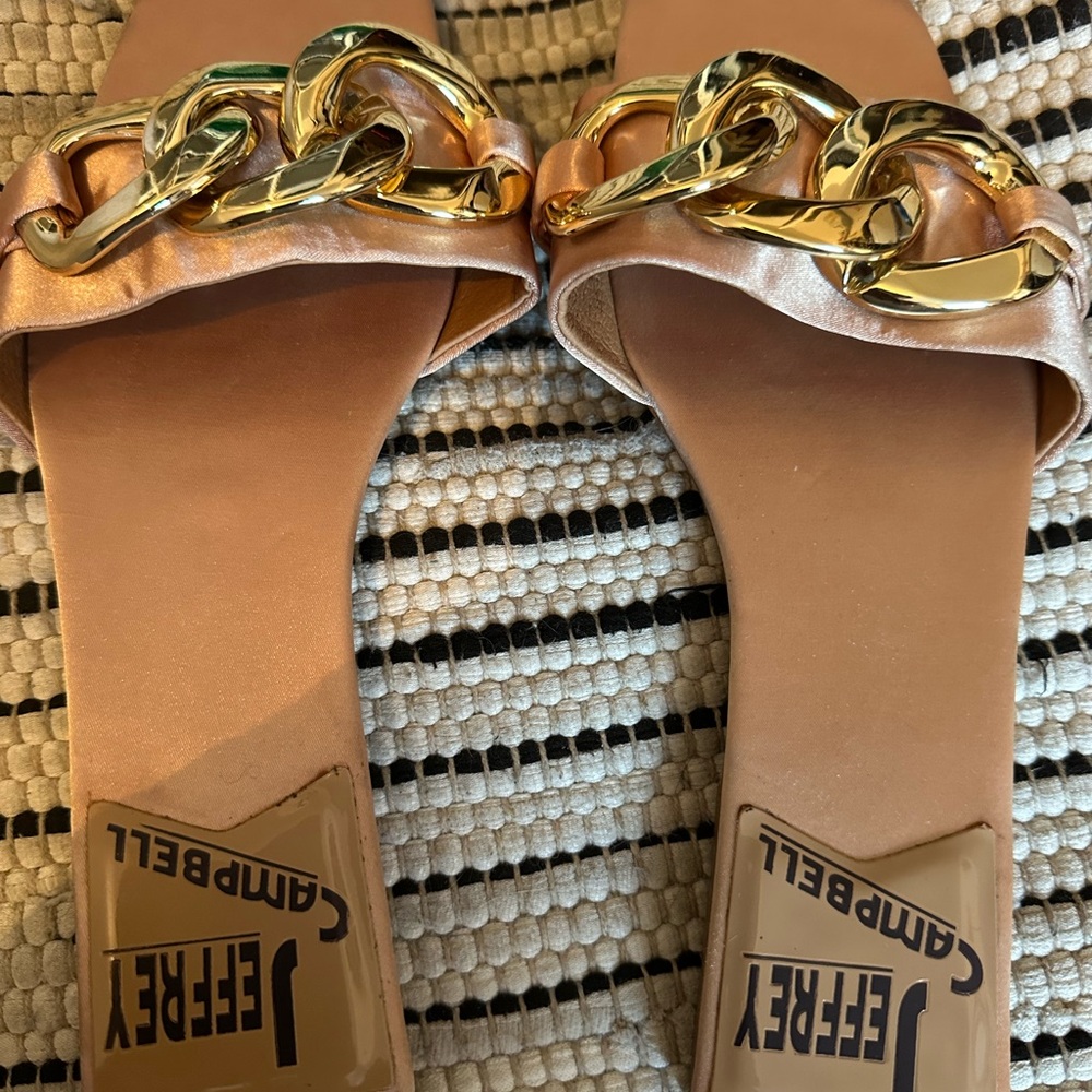 B1—Chain Detail Satin Slide Sandals